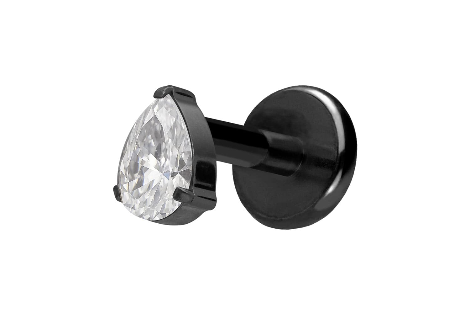 Titan Labret Piercing mit Push Fit KRISTALLTROPFEN